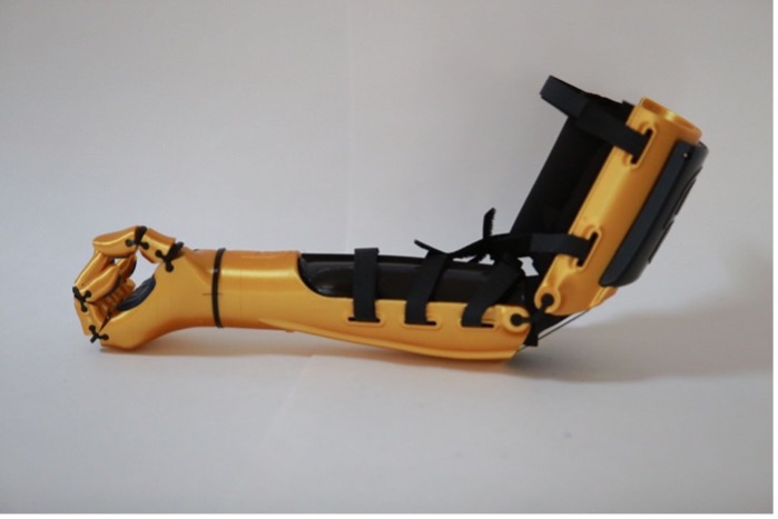 The Kinetic Arm with wrist bent, showing the finger-closing mechanism in action