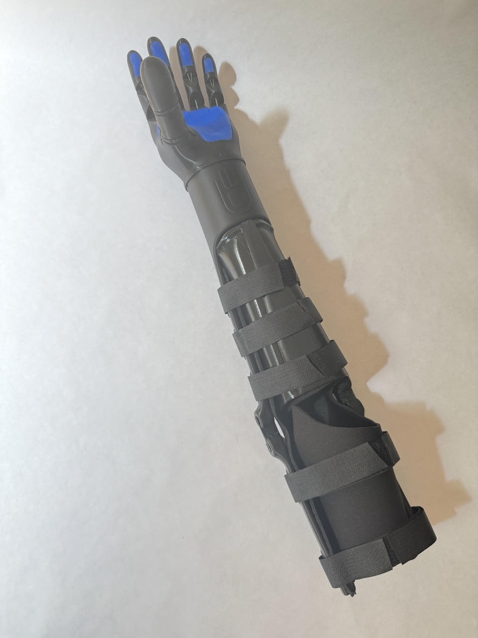 O.E.'s arm from a different angle showing the wrist mechanism and forearm socket